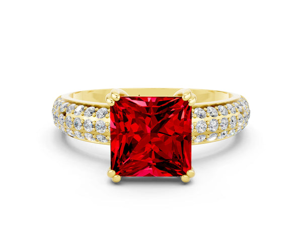 Yellow gold Princess Cut Cut Diamond Milgrain Marquise Band with Prong Setting