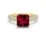 Yellow gold Princess Cut Cut Diamond Milgrain Marquise Band with Prong Setting
