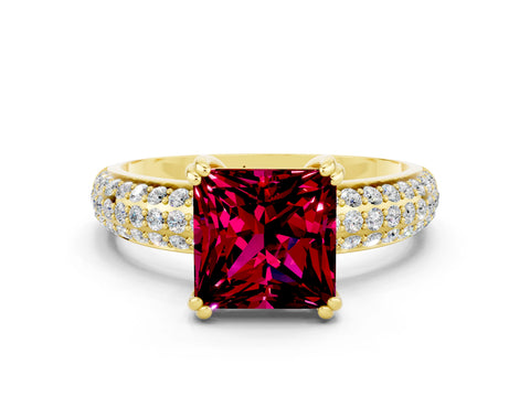 Yellow gold Princess Cut Cut Diamond Milgrain Marquise Band with Prong Setting