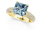 Yellow gold Princess Cut Cut Diamond Milgrain Marquise Band with Prong Setting_1