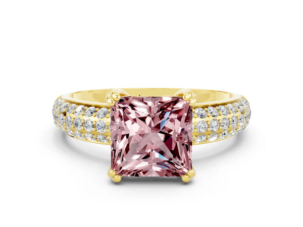 Yellow gold Princess Cut Cut Diamond Milgrain Marquise Band with Prong Setting