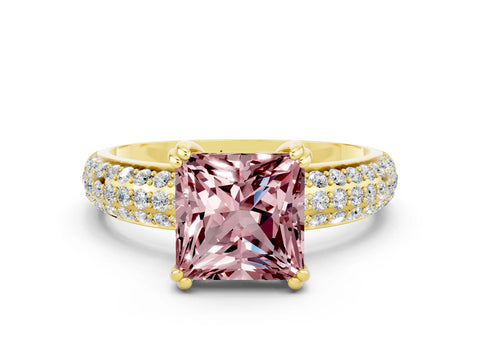 Yellow gold Princess Cut Cut Diamond Milgrain Marquise Band with Prong Setting