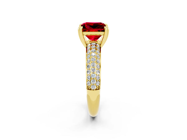 Yellow gold Princess Cut Cut Diamond Milgrain Marquise Band with Prong Setting