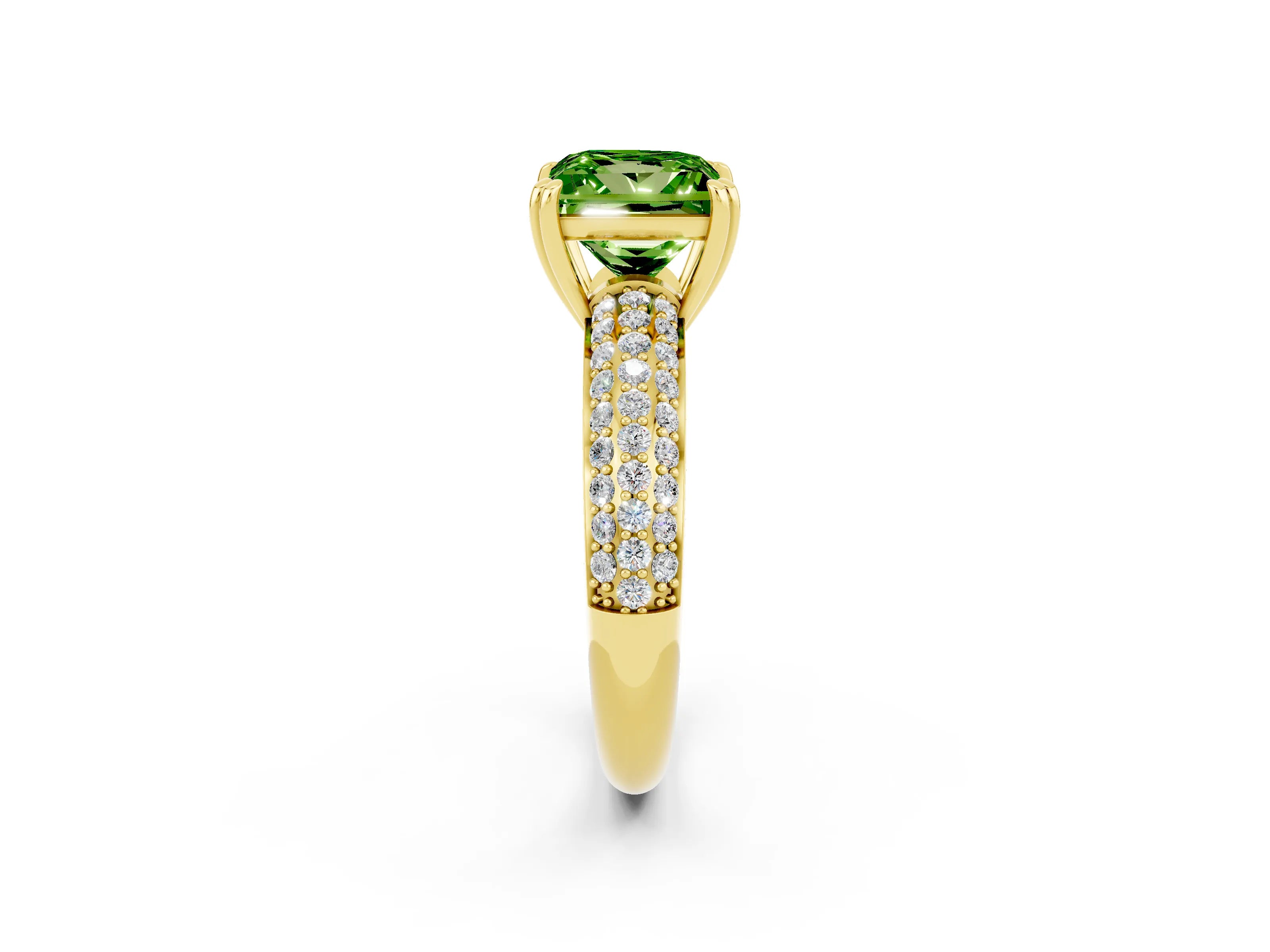 Yellow gold Princess Cut Cut Diamond Milgrain Marquise Band with Prong Setting_2