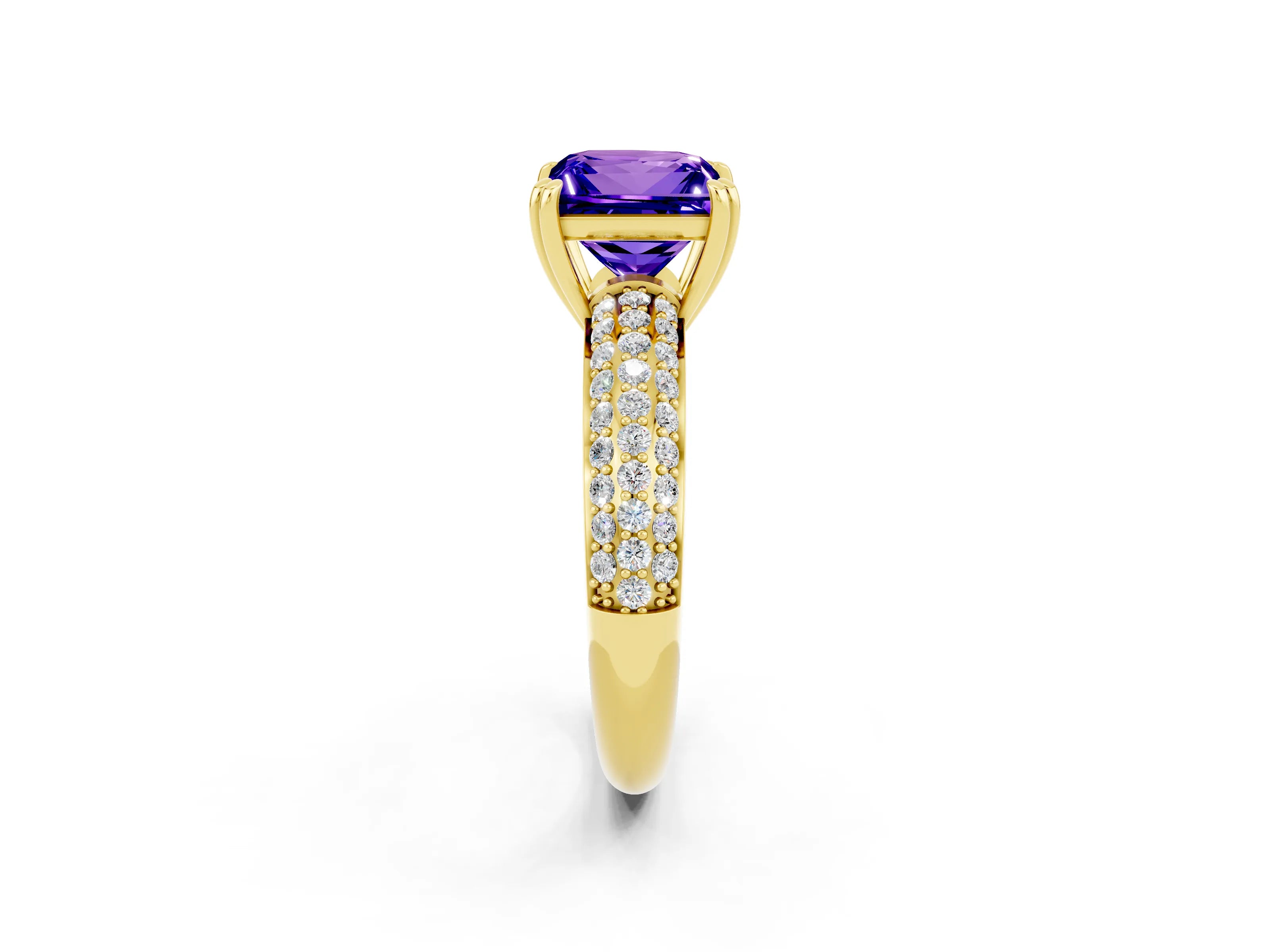 Yellow gold Princess Cut Cut Diamond Milgrain Marquise Band with Prong Setting_2