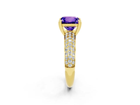 Yellow gold Princess Cut Cut Diamond Milgrain Marquise Band with Prong Setting_2