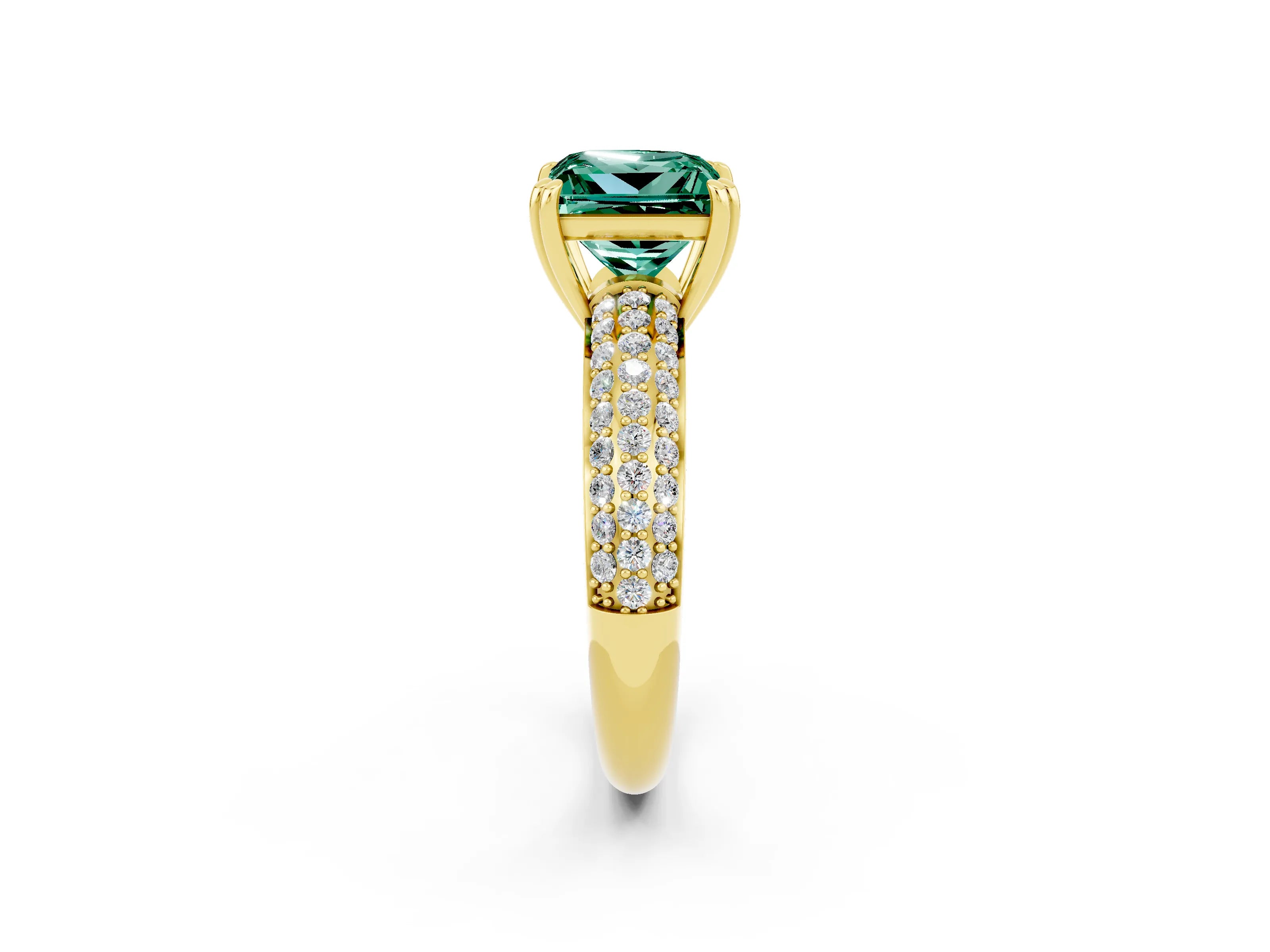 Yellow gold Princess Cut Cut Diamond Milgrain Marquise Band with Prong Setting_2