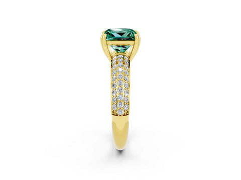 Yellow gold Princess Cut Cut Diamond Milgrain Marquise Band with Prong Setting_2