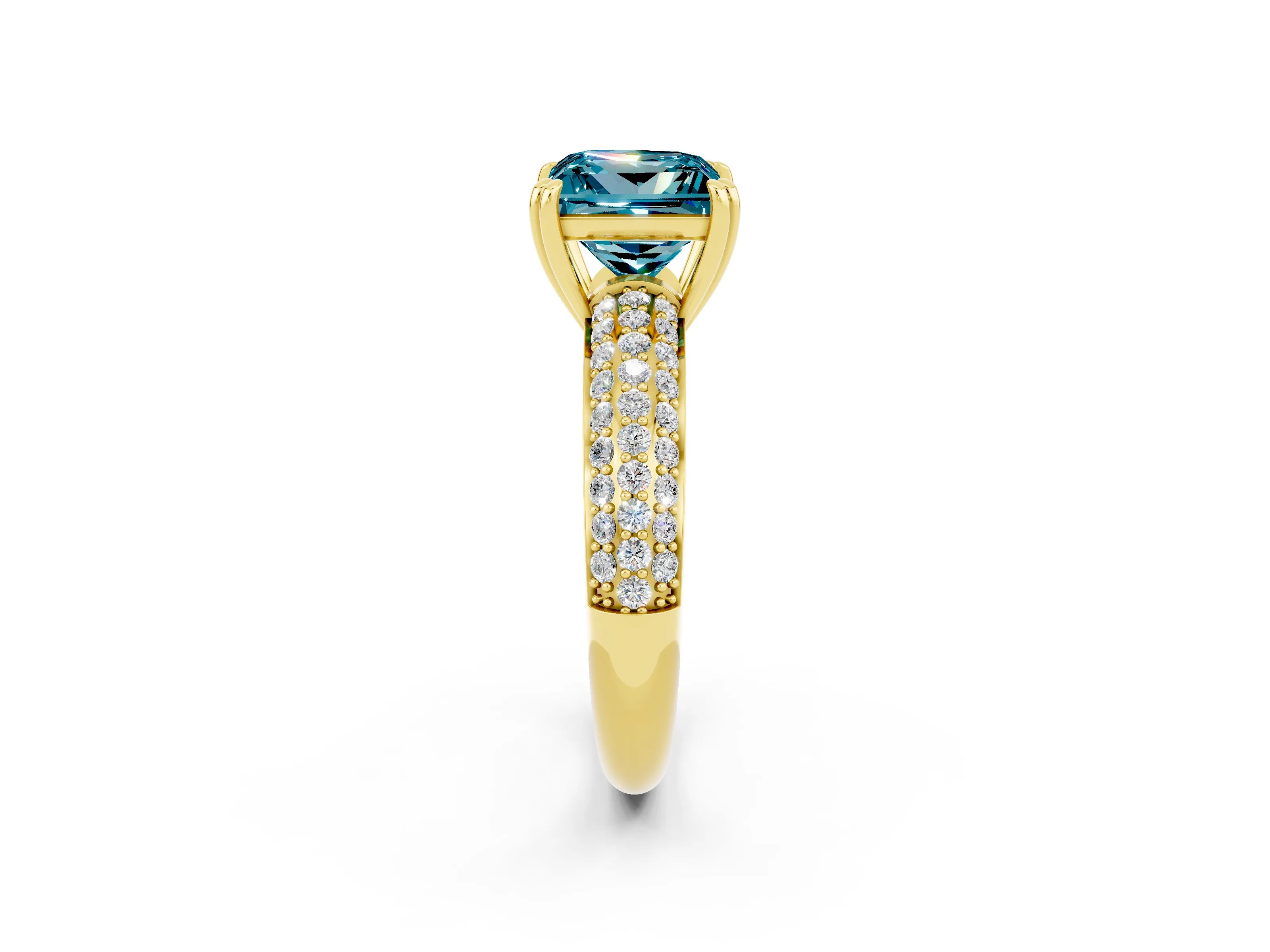 Yellow gold Princess Cut Cut Diamond Milgrain Marquise Band with Prong Setting_2