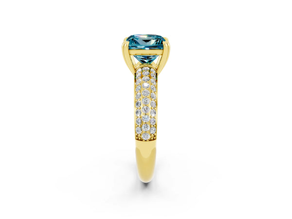 Yellow gold Princess Cut Cut Diamond Milgrain Marquise Band with Prong Setting