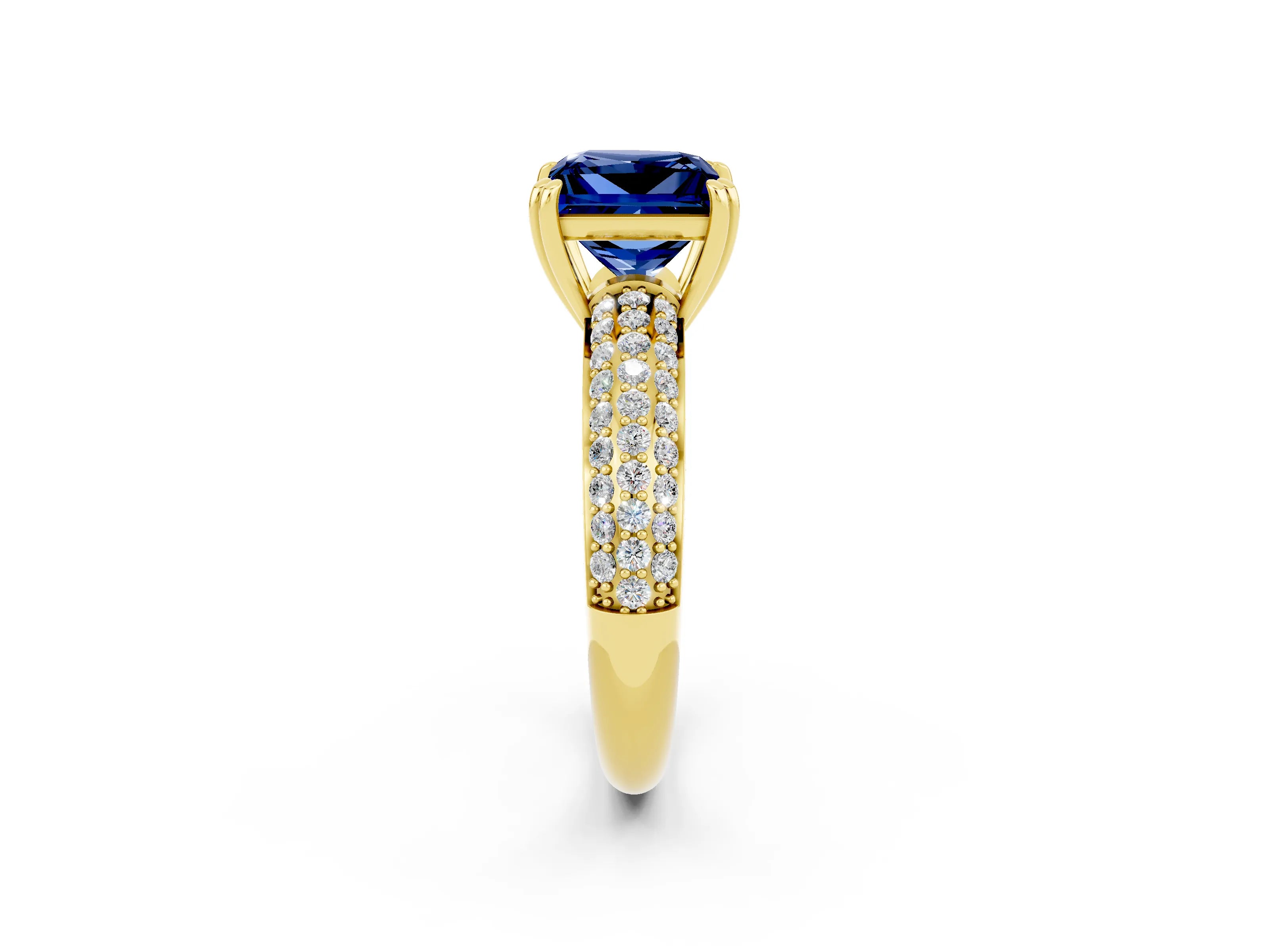 Yellow gold Princess Cut Cut Diamond Milgrain Marquise Band with Prong Setting_2