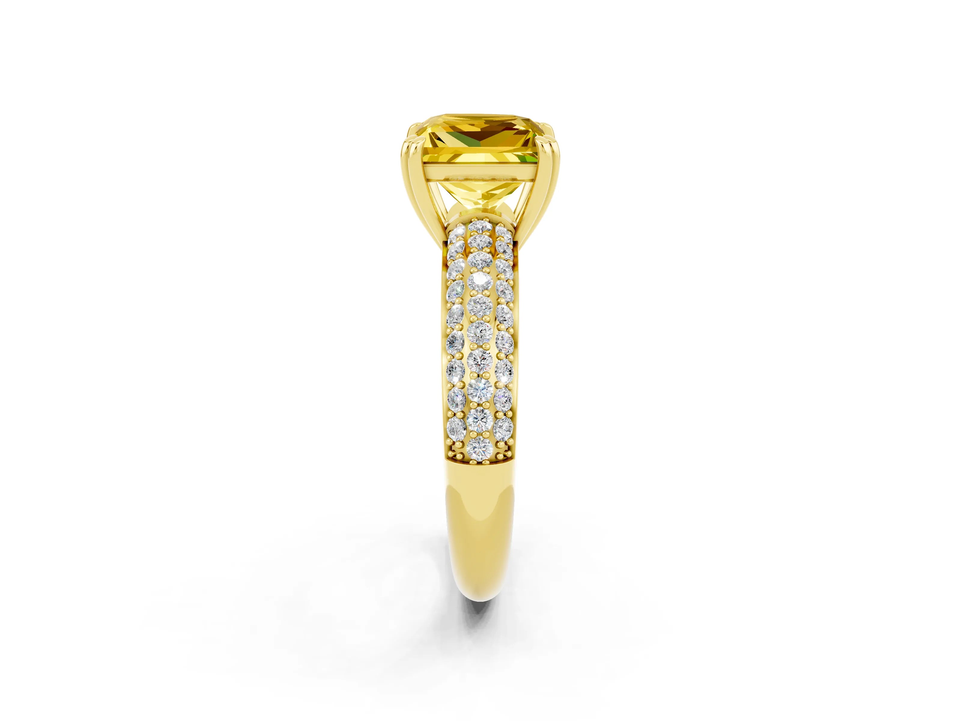 Yellow gold Princess Cut Cut Diamond Milgrain Marquise Band with Prong Setting_2