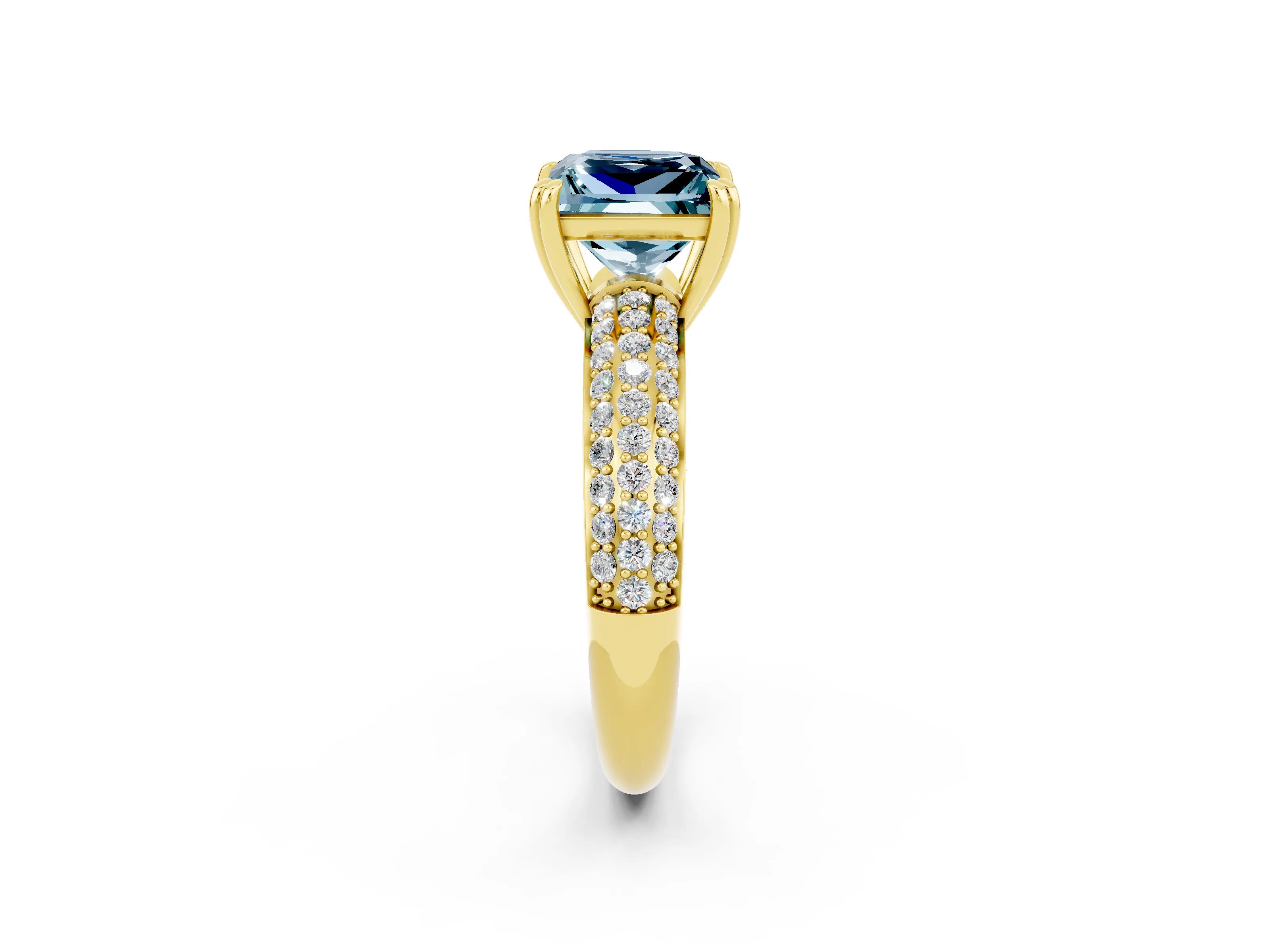 Yellow gold Princess Cut Cut Diamond Milgrain Marquise Band with Prong Setting_2