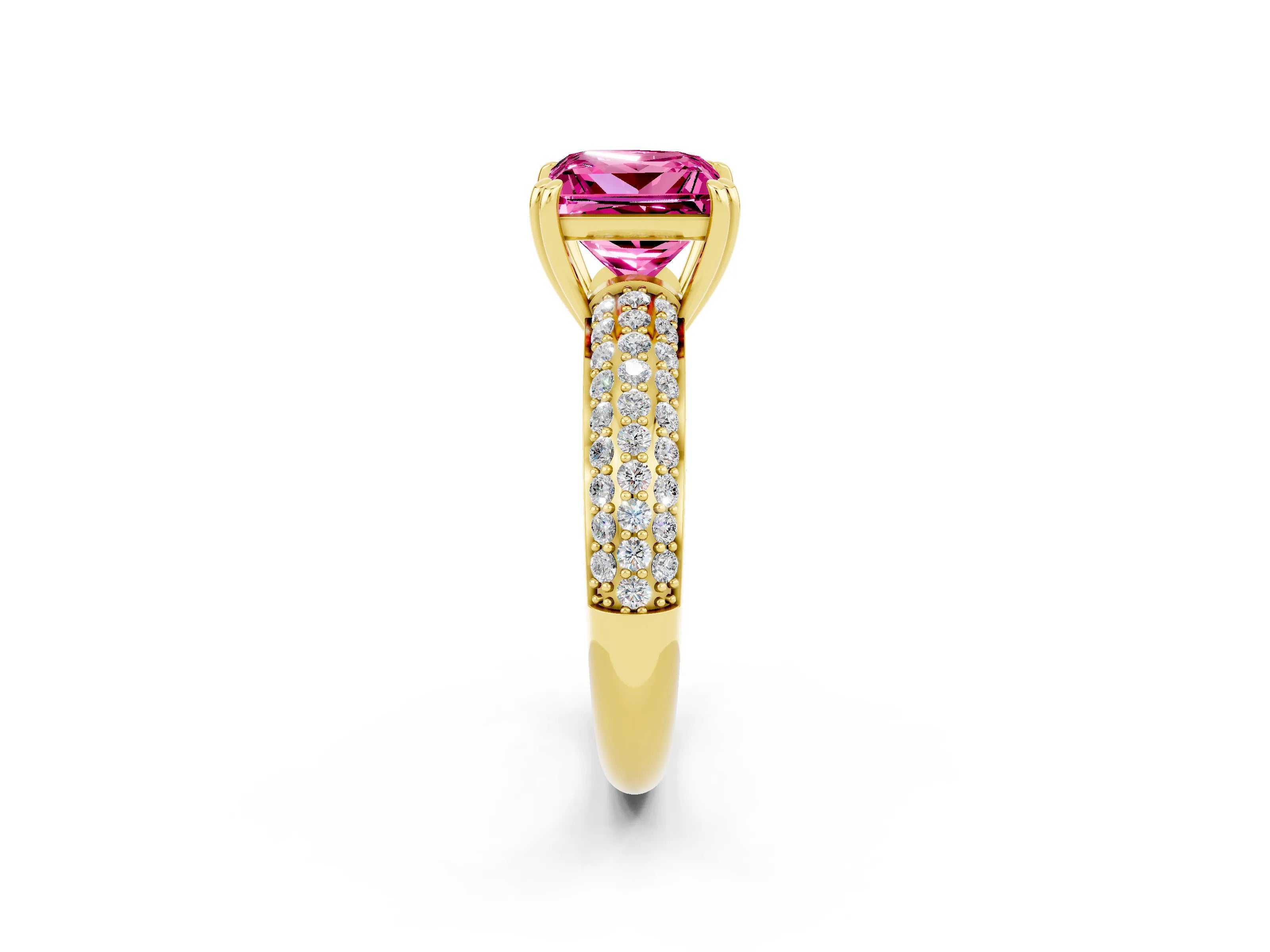 Yellow gold Princess Cut Cut Diamond Milgrain Marquise Band with Prong Setting_2