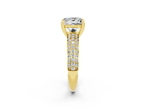 Yellow gold Princess Cut Cut Diamond Milgrain Marquise Band with Prong Setting_2