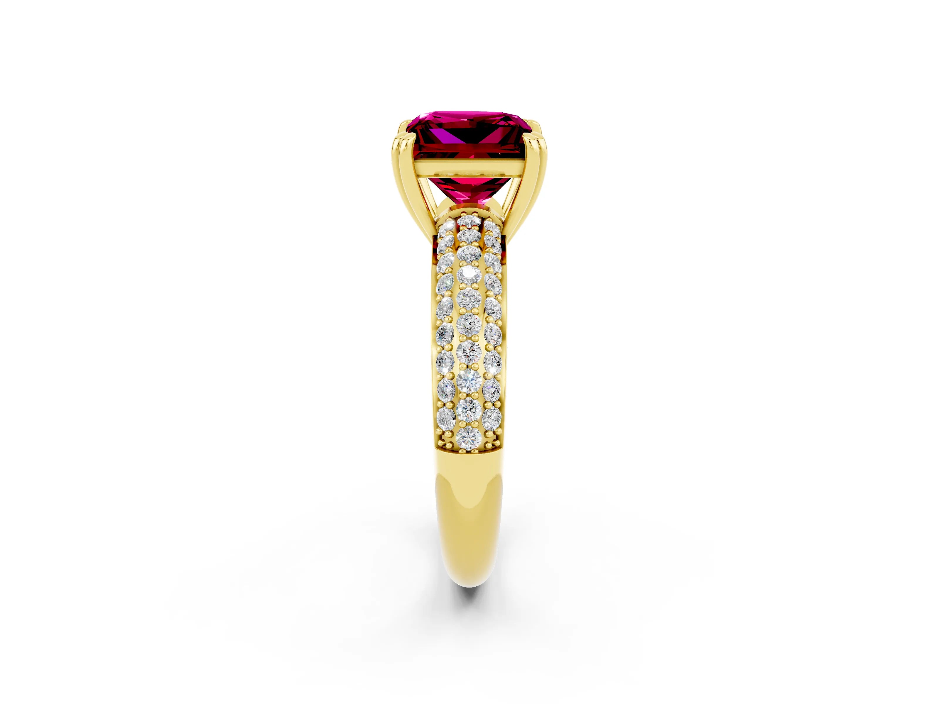 Yellow gold Princess Cut Cut Diamond Milgrain Marquise Band with Prong Setting_2