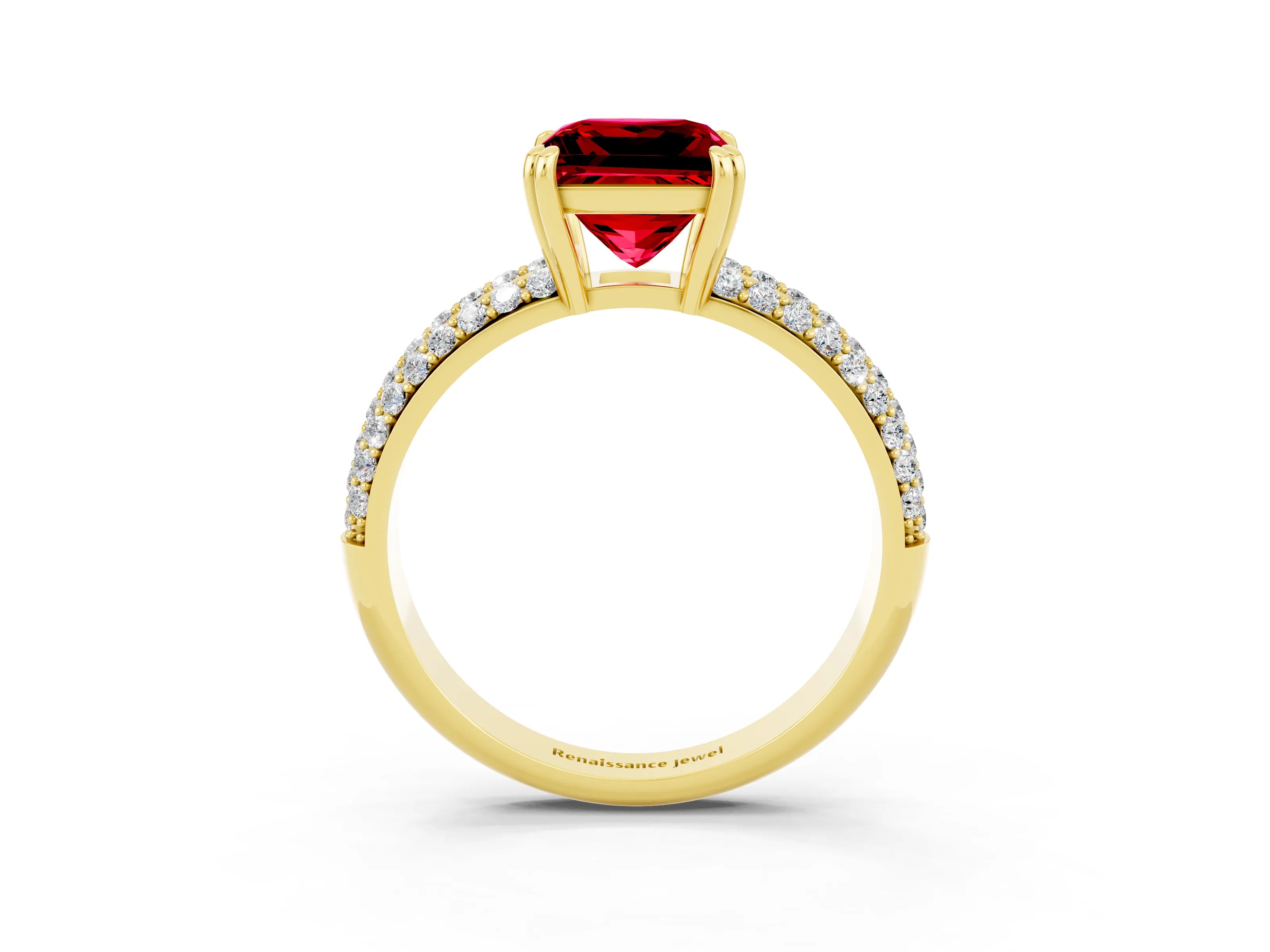 Yellow gold Princess Cut Cut Diamond Milgrain Marquise Band with Prong Setting_3