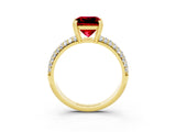 Yellow gold Princess Cut Cut Diamond Milgrain Marquise Band with Prong Setting_3