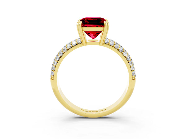 Yellow gold Princess Cut Cut Diamond Milgrain Marquise Band with Prong Setting