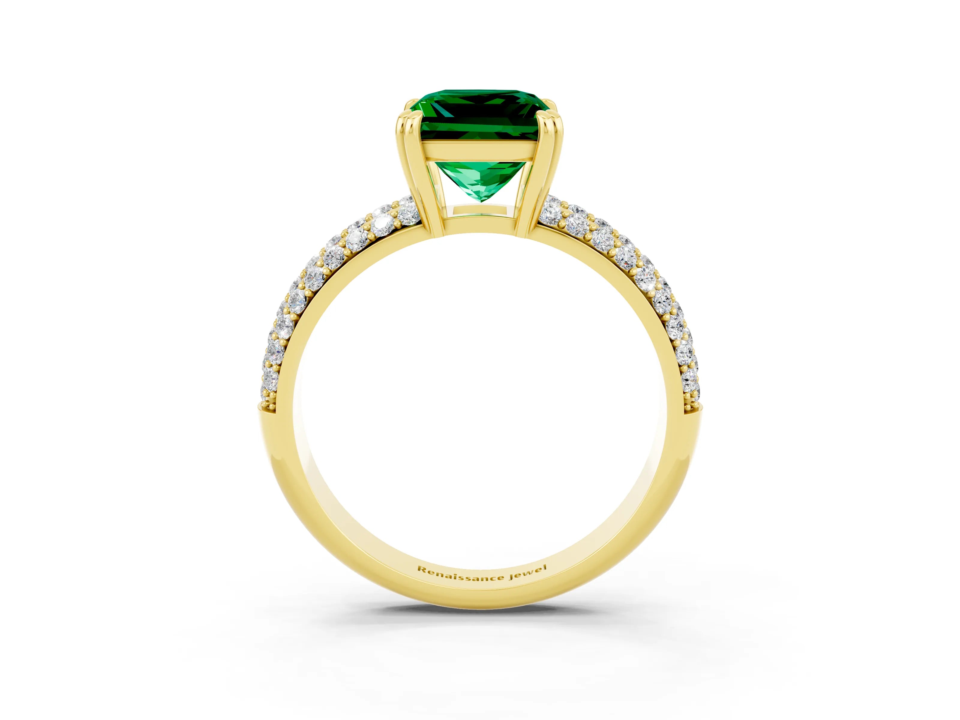 Yellow gold Princess Cut Cut Diamond Milgrain Marquise Band with Prong Setting_3