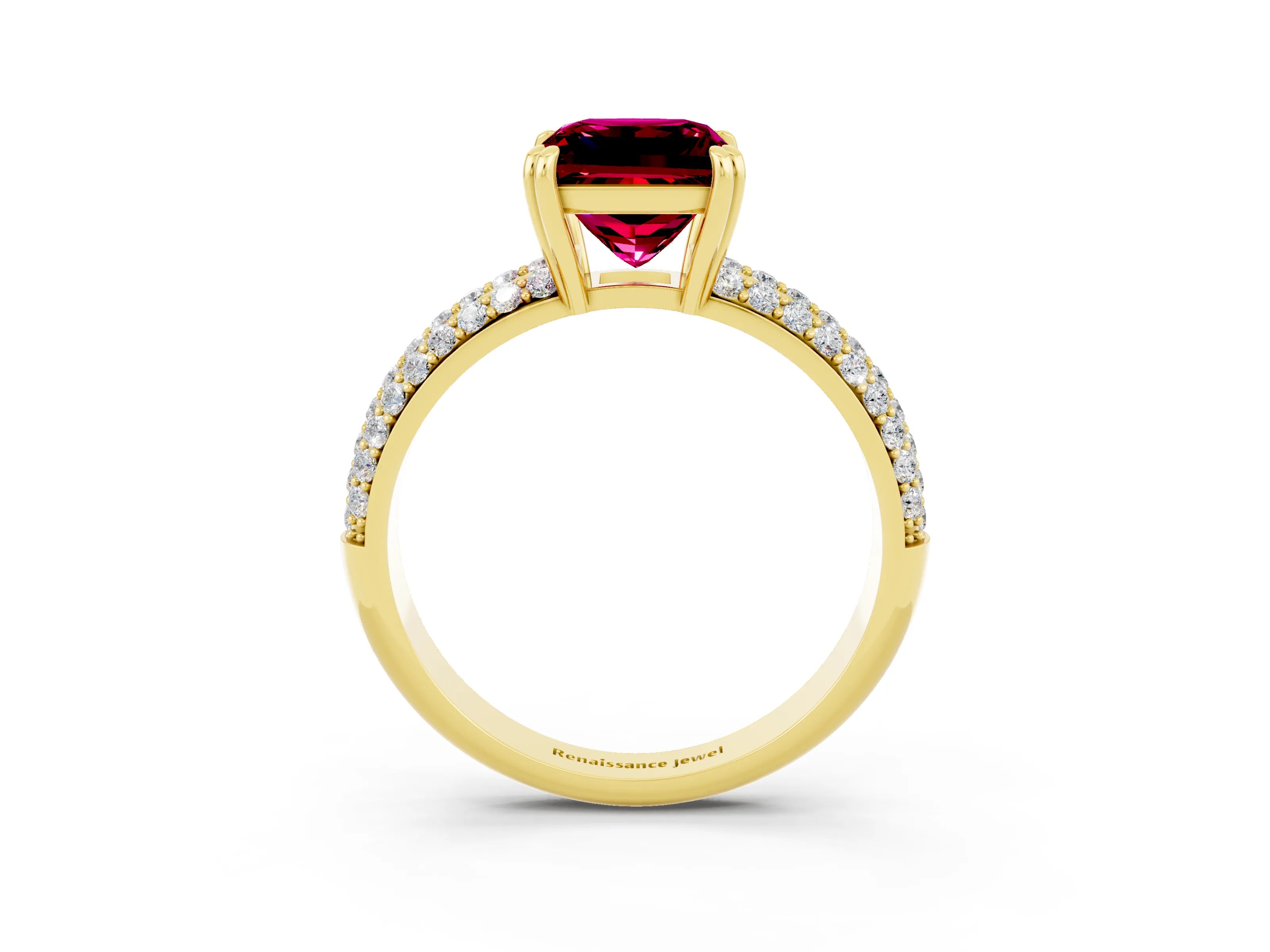 Yellow gold Princess Cut Cut Diamond Milgrain Marquise Band with Prong Setting_3