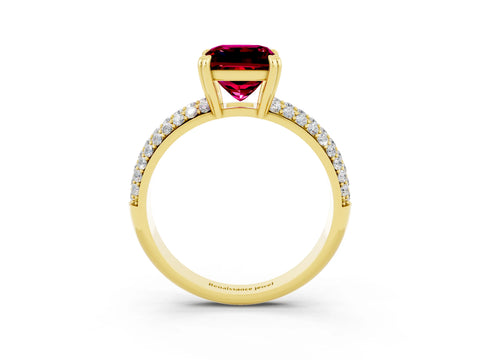 Yellow gold Princess Cut Cut Diamond Milgrain Marquise Band with Prong Setting_3
