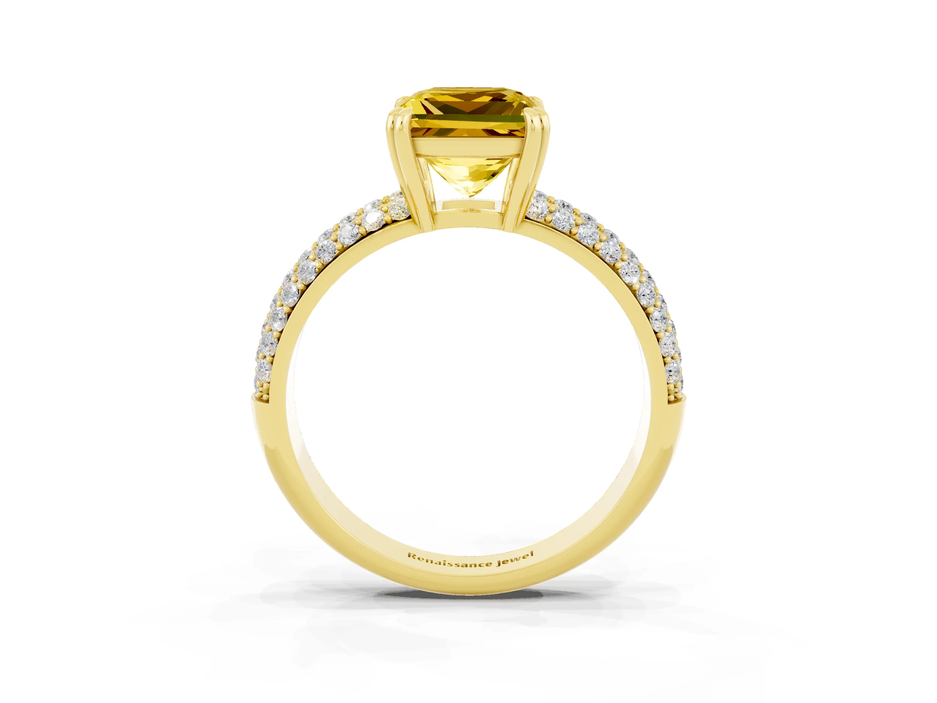 Yellow gold Princess Cut Cut Diamond Milgrain Marquise Band with Prong Setting_3
