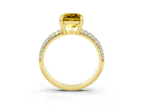 Yellow gold Princess Cut Cut Diamond Milgrain Marquise Band with Prong Setting_3