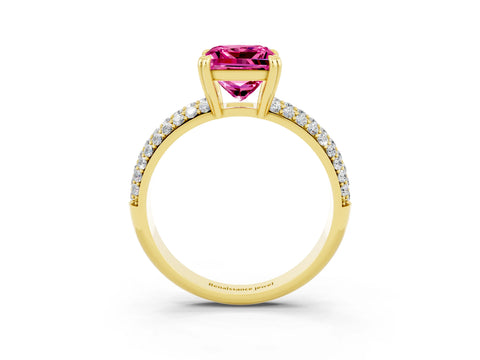 Yellow gold Princess Cut Cut Diamond Milgrain Marquise Band with Prong Setting_3