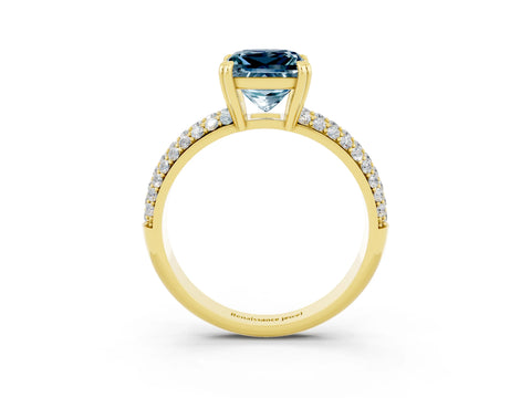Yellow gold Princess Cut Cut Diamond Milgrain Marquise Band with Prong Setting_3