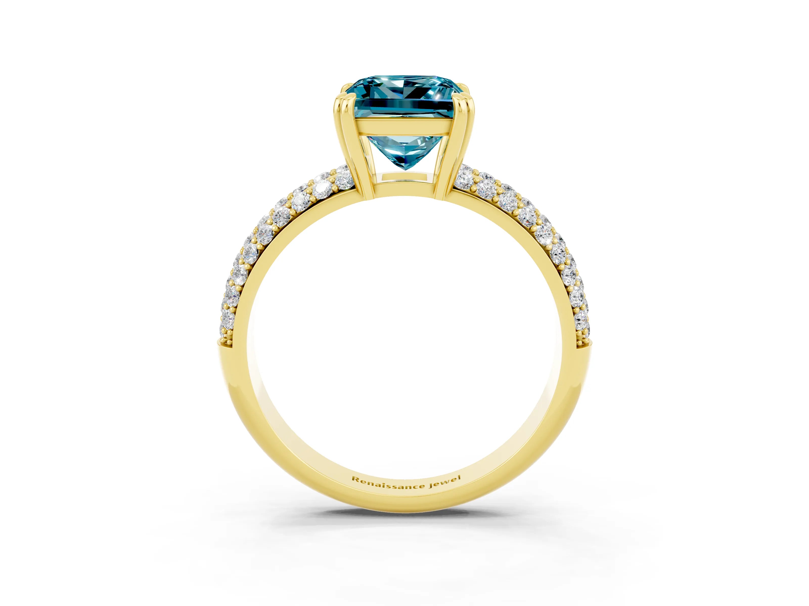 Yellow gold Princess Cut Cut Diamond Milgrain Marquise Band with Prong Setting_3