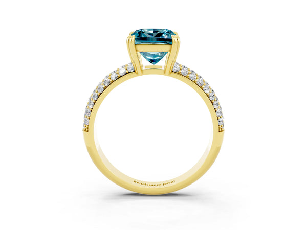 Yellow gold Princess Cut Cut Diamond Milgrain Marquise Band with Prong Setting