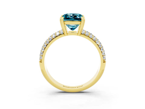 Yellow gold Princess Cut Cut Diamond Milgrain Marquise Band with Prong Setting_3