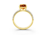 Yellow gold Princess Cut Cut Diamond Milgrain Marquise Band with Prong Setting_3