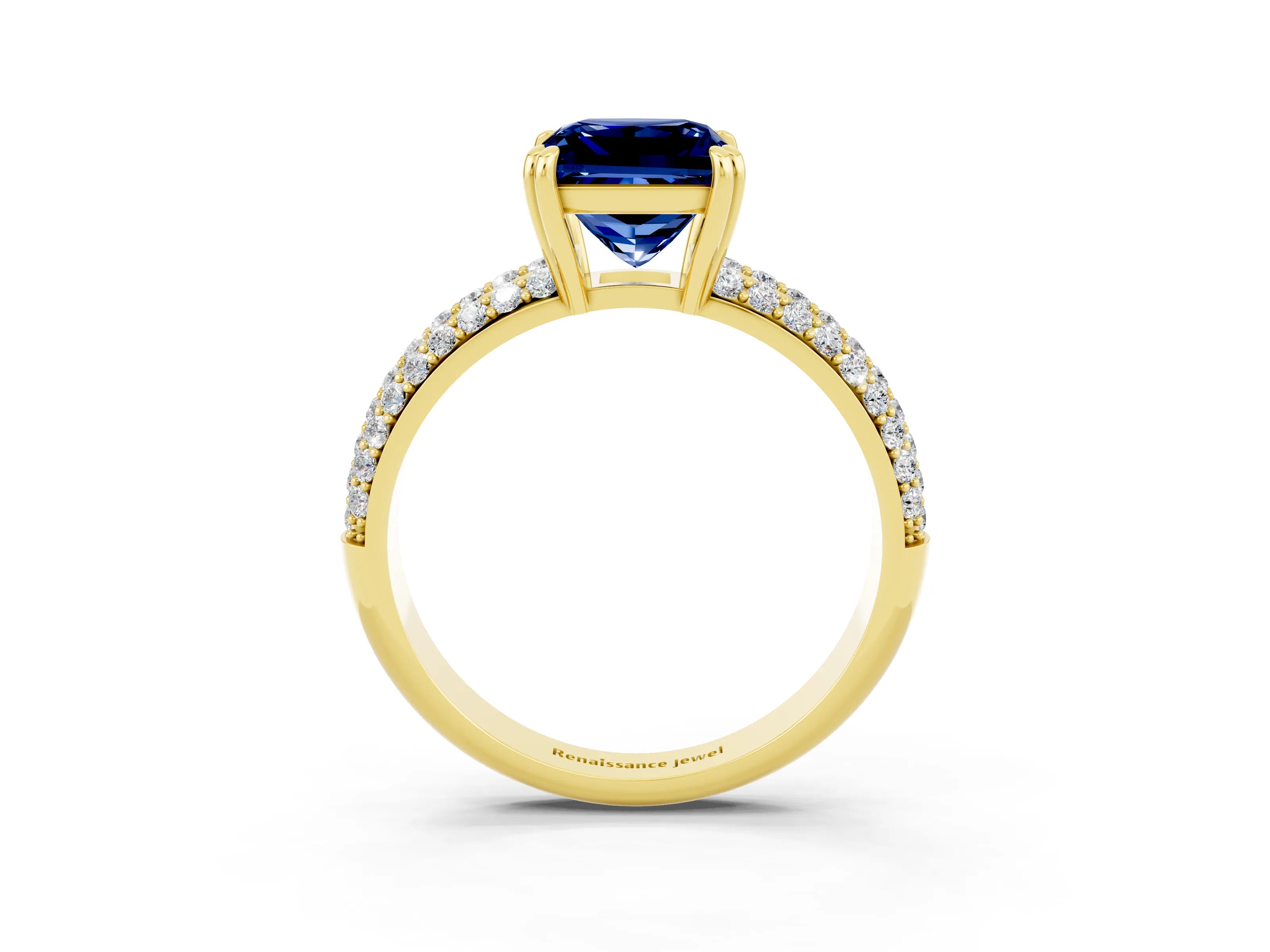 Yellow gold Princess Cut Cut Diamond Milgrain Marquise Band with Prong Setting_3