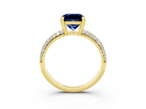 Yellow gold Princess Cut Cut Diamond Milgrain Marquise Band with Prong Setting_3