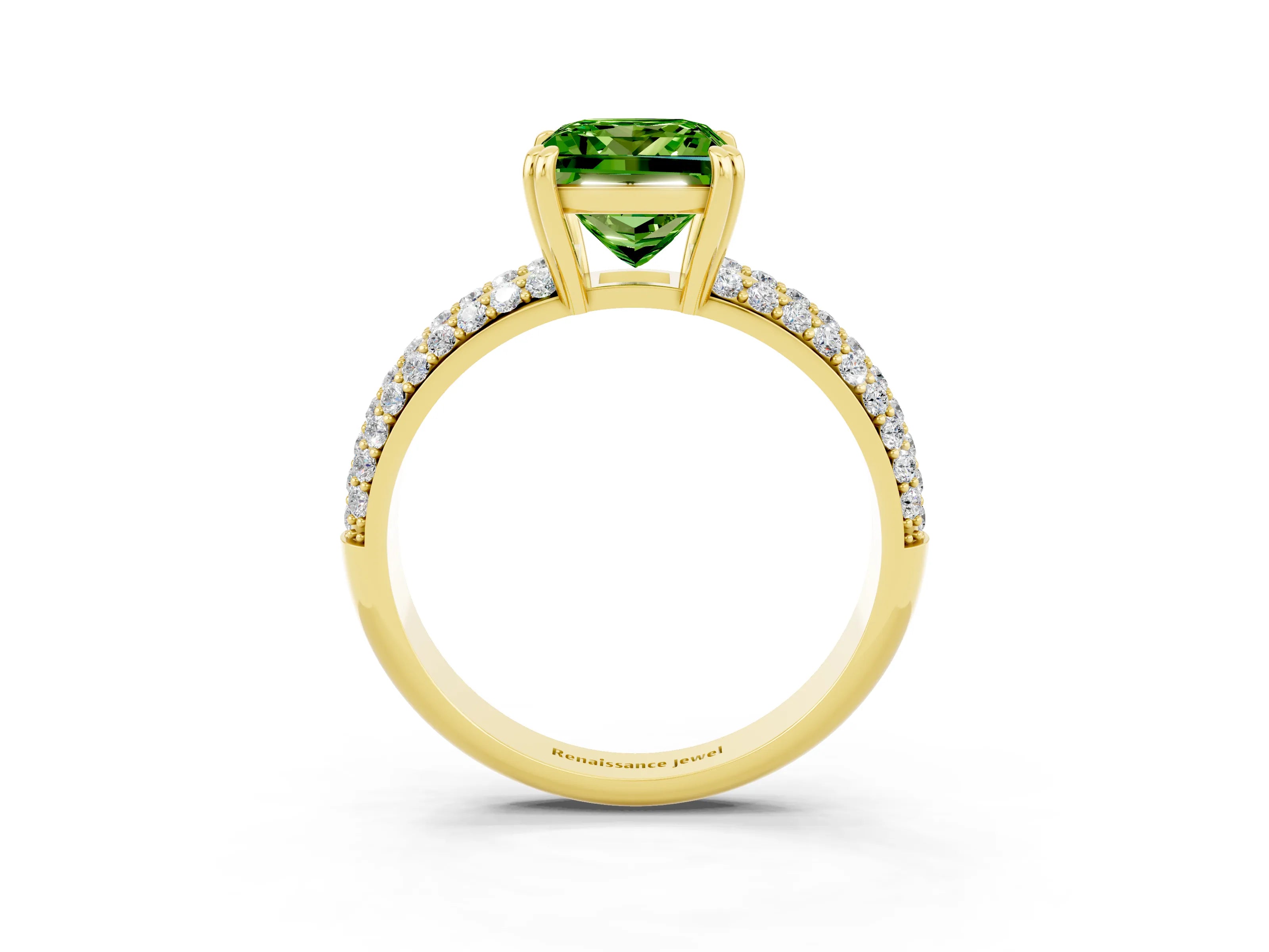Yellow gold Princess Cut Cut Diamond Milgrain Marquise Band with Prong Setting_3