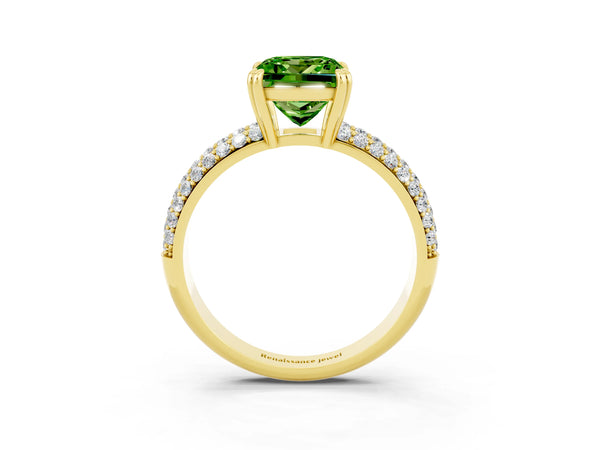 Yellow gold Princess Cut Cut Diamond Milgrain Marquise Band with Prong Setting