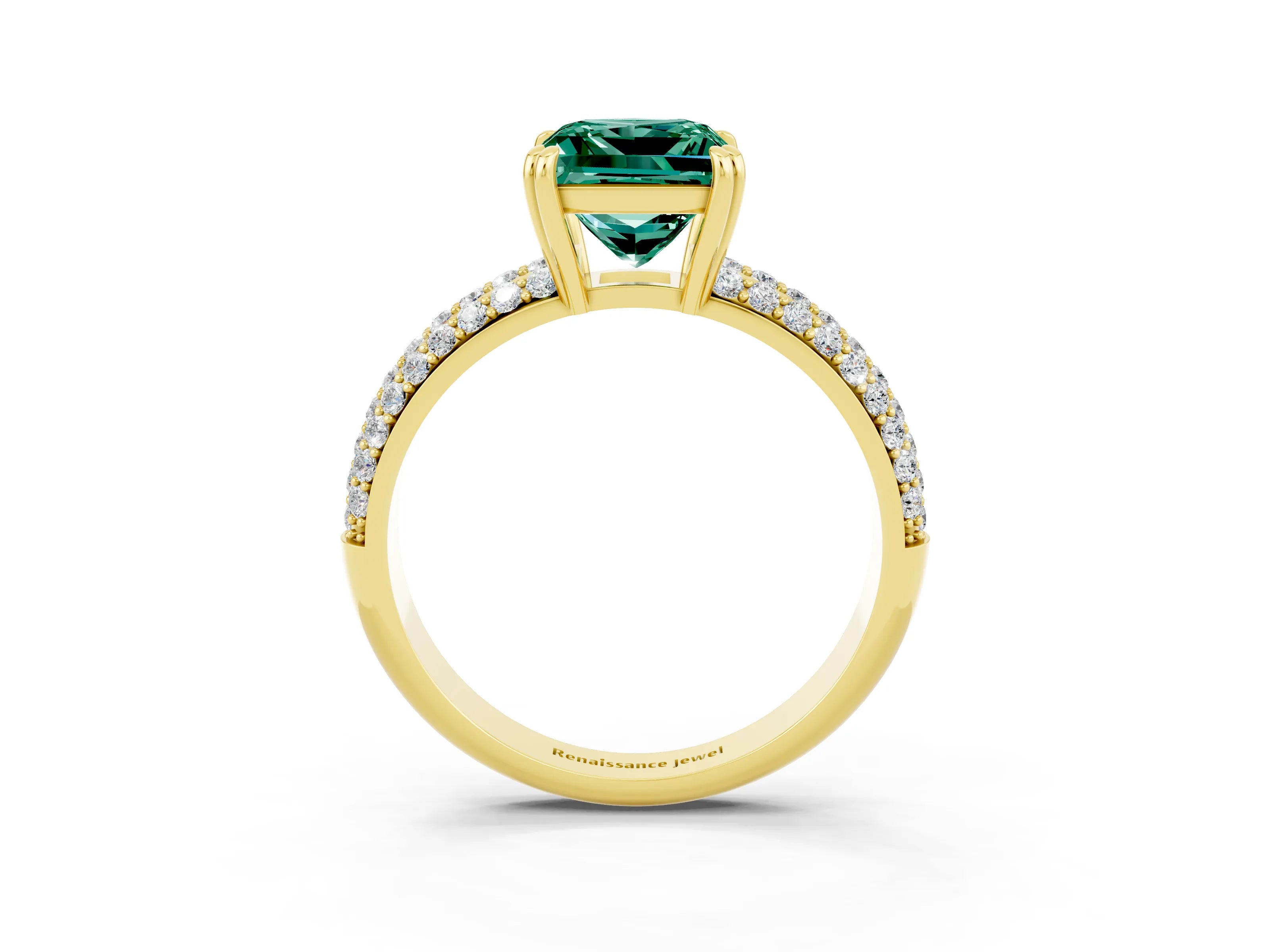 Yellow gold Princess Cut Cut Diamond Milgrain Marquise Band with Prong Setting_3
