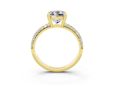 Yellow gold Princess Cut Cut Diamond Milgrain Marquise Band with Prong Setting_3