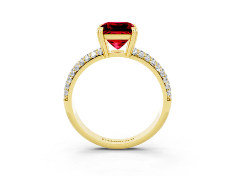 Yellow gold Princess Cut Cut Diamond Milgrain Marquise Band with Prong Setting_3