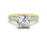 Yellow gold Princess Cut Cut Diamond Milgrain Marquise Band with Prong Setting