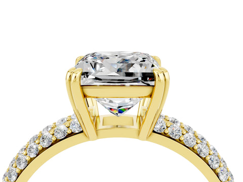 Yellow gold Princess Cut Cut Diamond Milgrain Marquise Band with Prong Setting_4