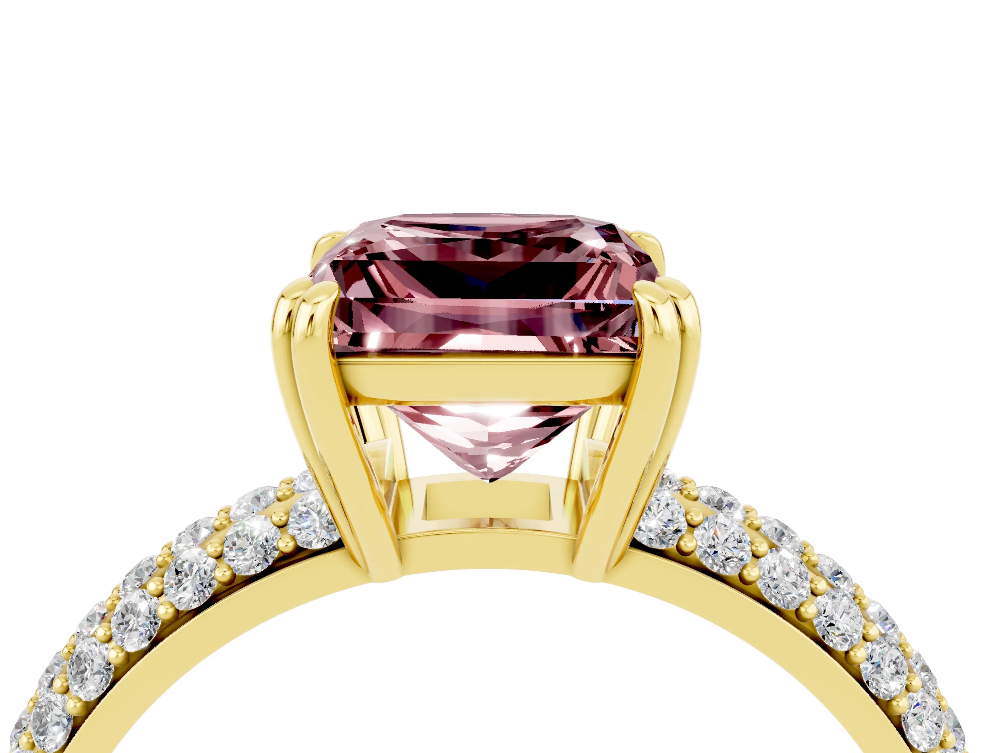 Yellow gold Princess Cut Cut Diamond Milgrain Marquise Band with Prong Setting_4