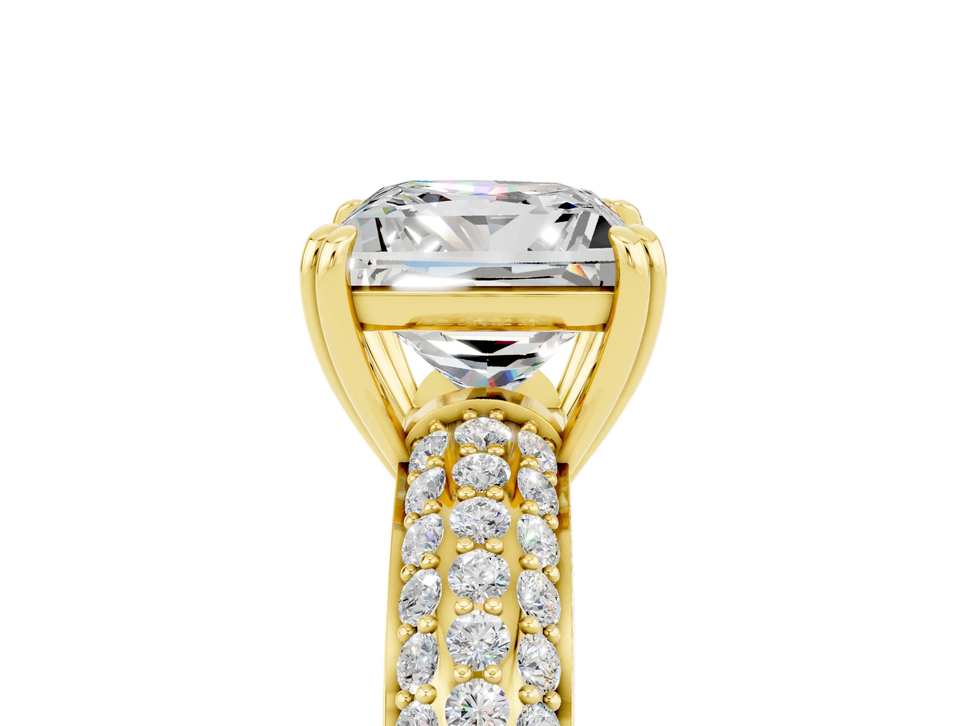 Yellow gold Princess Cut Cut Diamond Milgrain Marquise Band with Prong Setting_5