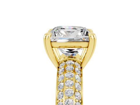 Yellow gold Princess Cut Cut Diamond Milgrain Marquise Band with Prong Setting_5