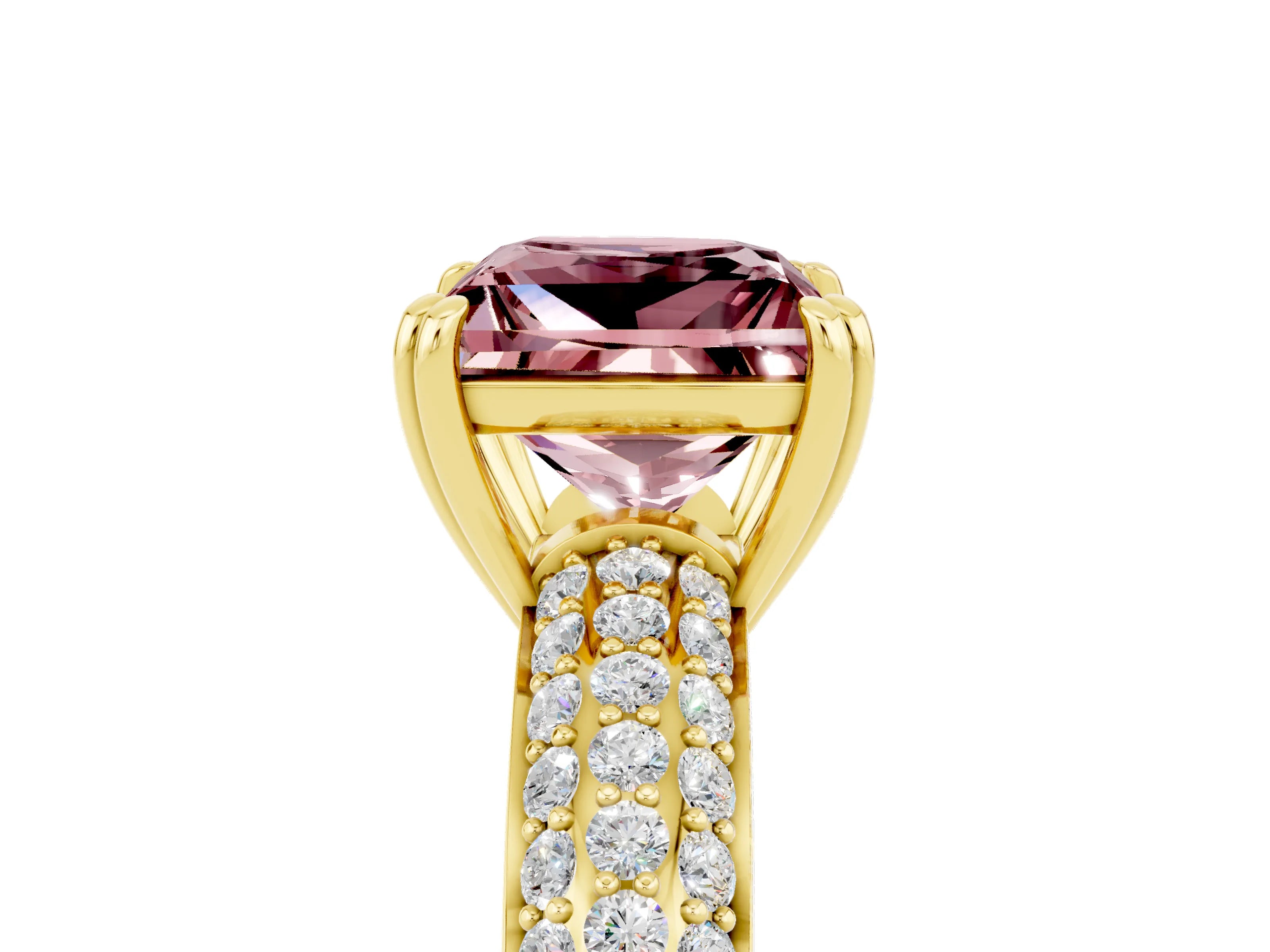 Yellow gold Princess Cut Cut Diamond Milgrain Marquise Band with Prong Setting_5