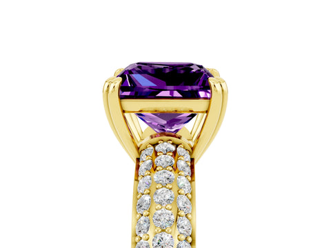 Yellow gold Princess Cut Cut Diamond Milgrain Marquise Band with Prong Setting_5