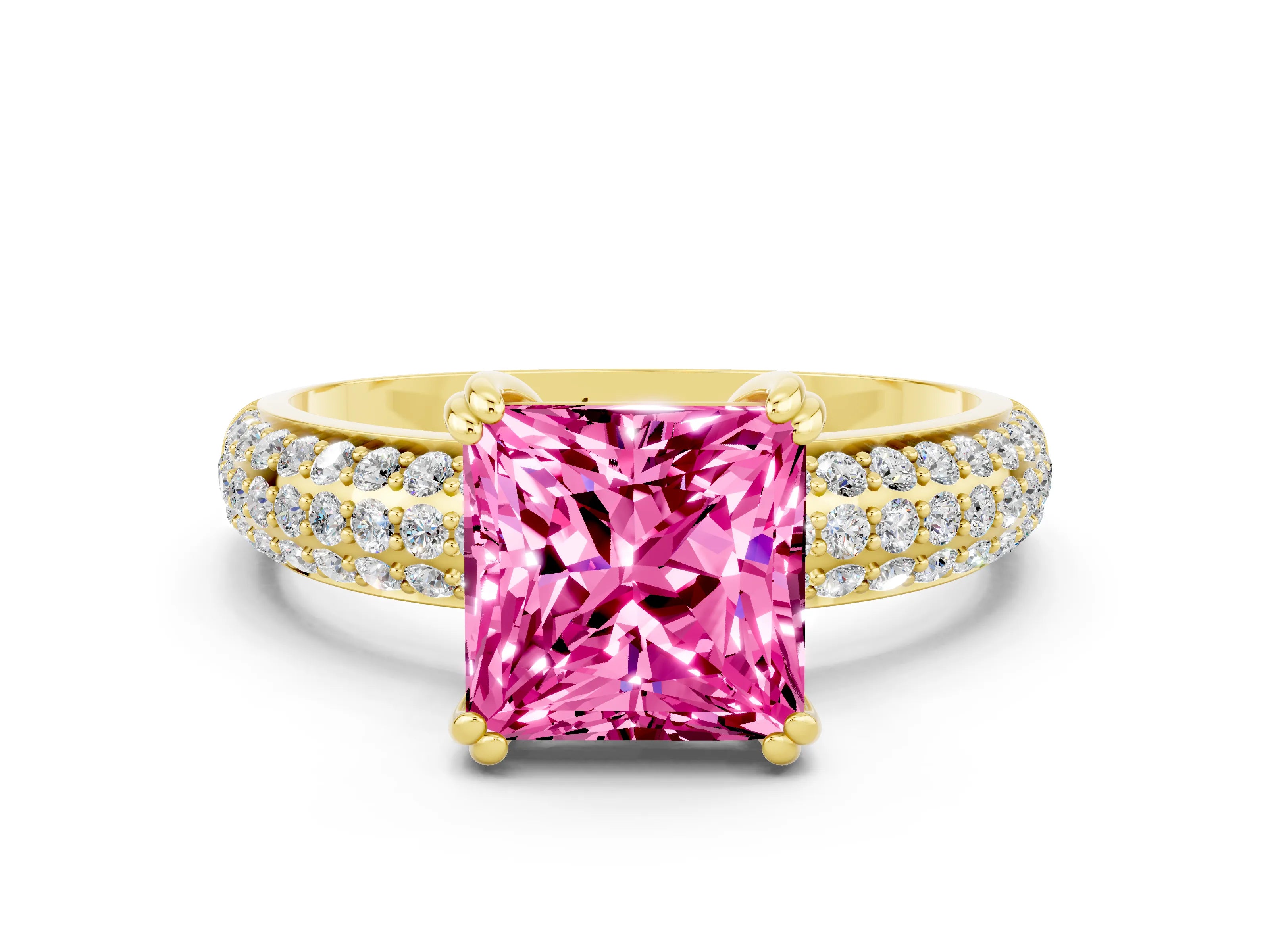 Yellow gold Princess Cut Cut Diamond Milgrain Marquise Band with Prong Setting
