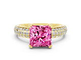 Yellow gold Princess Cut Cut Diamond Milgrain Marquise Band with Prong Setting